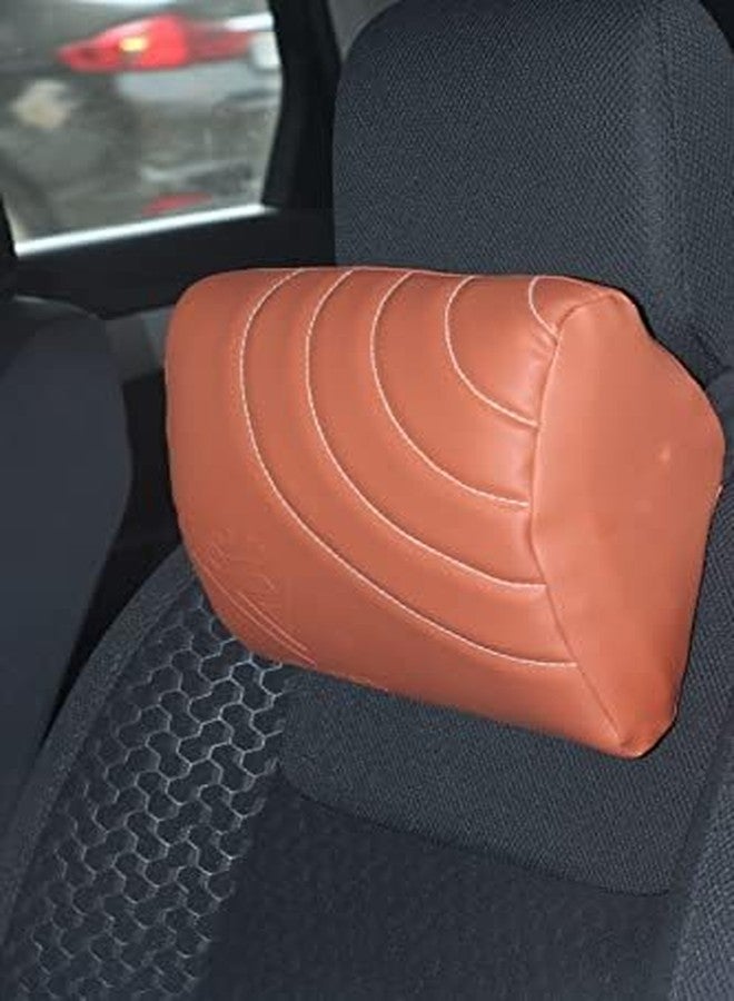 RIPOSEV GMV Memory Foam Headrest Neck Rest Cushion - Ergonomic Car Neck Pillow Cervical Support for Neck Pain Relief in Office, Driving Pack of 2, Majestic Tan - Image 2